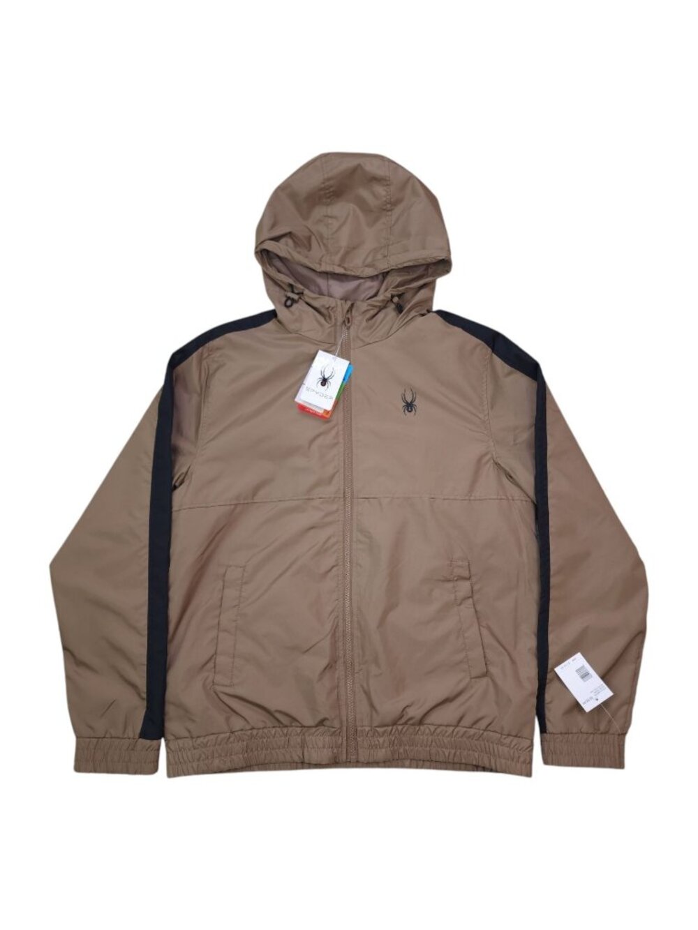 Spyder Men Rain Hooded Jacket M Hydroweb Water Wind Resistant Breathable Dryweb